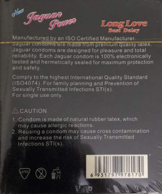 Jaguar Power 4 In 1 Features Condoms