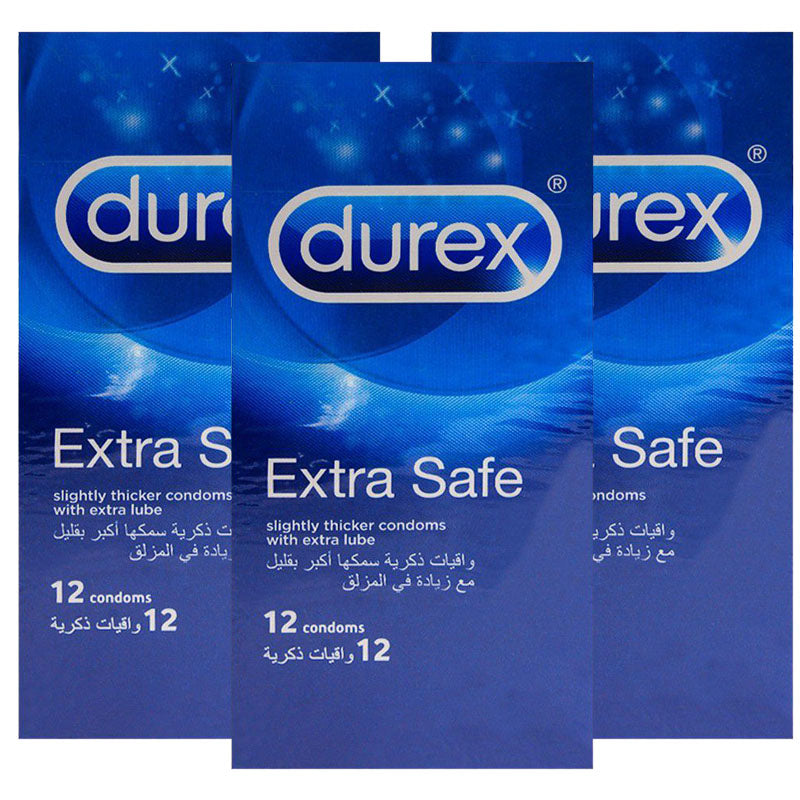 Pack of 3 Durex Extra Safe Condoms of 12